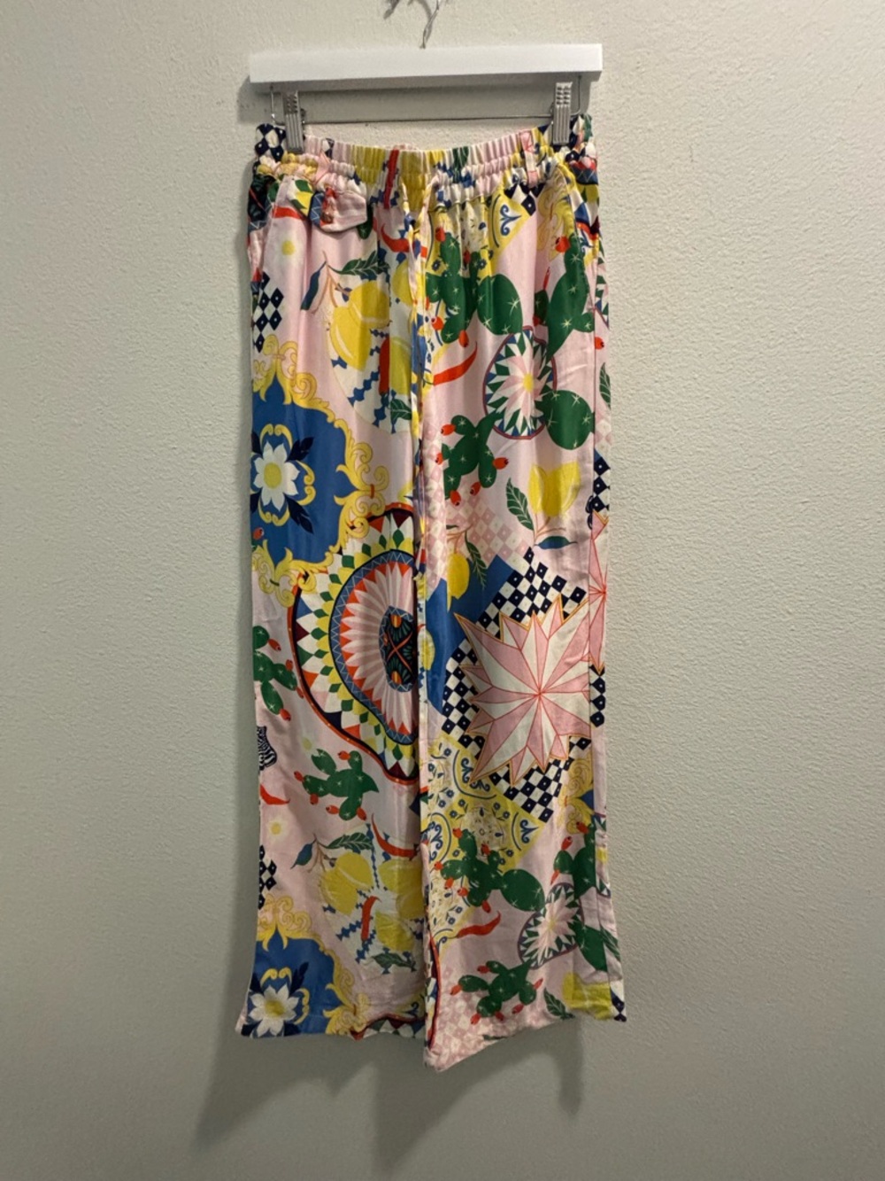 NWT Maeve Straight-Leg Pull-On Silk Pants, size XS